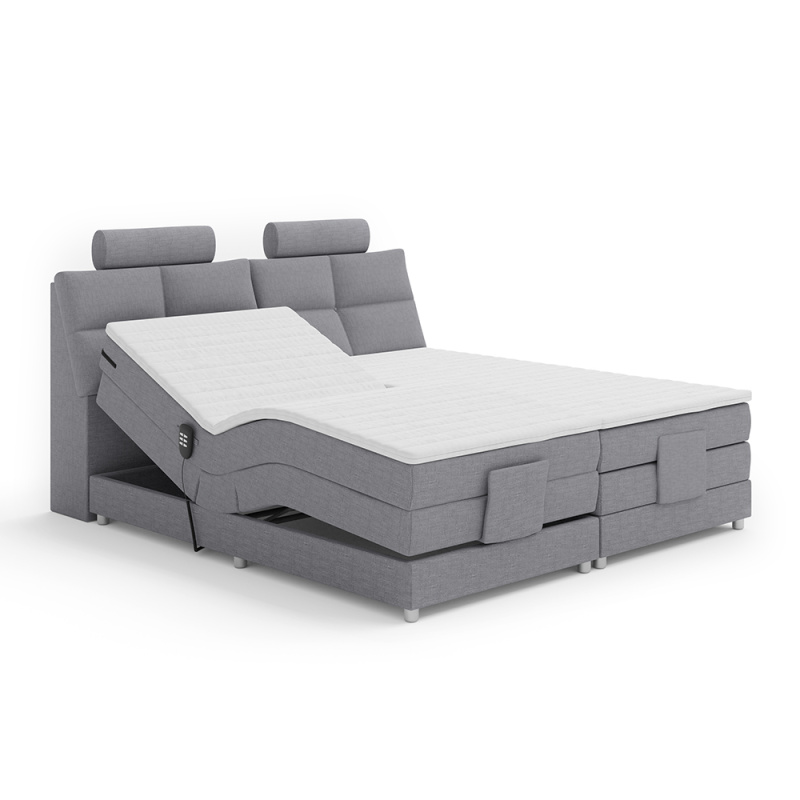 Elektrická polohovací postel, boxspring, šedá, 160x200, POLERMA NEW