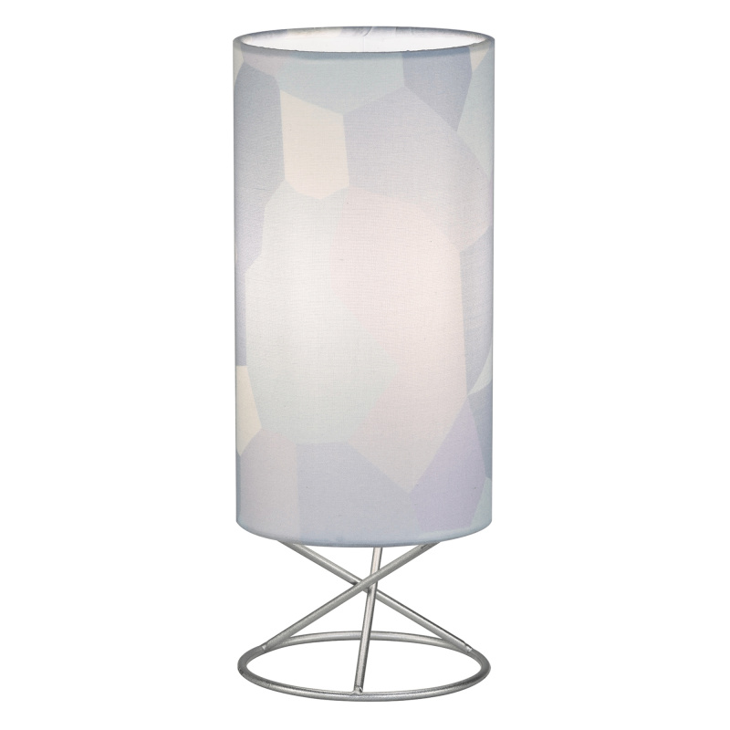 Stolní lampa, kov/šedé textilní stínítko, AVAM