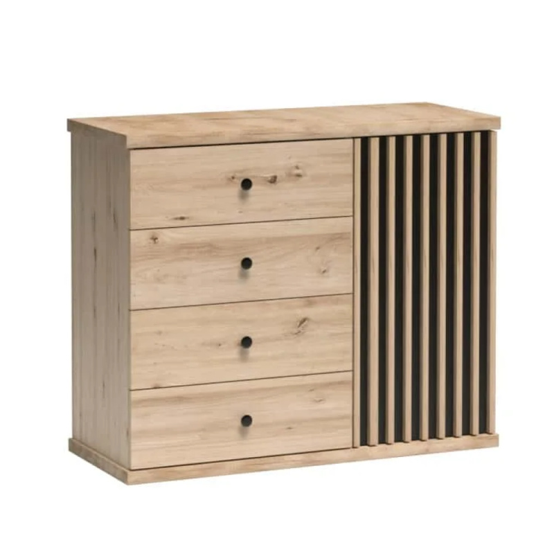 Komoda, dub artisan/černá, KOLI C-5