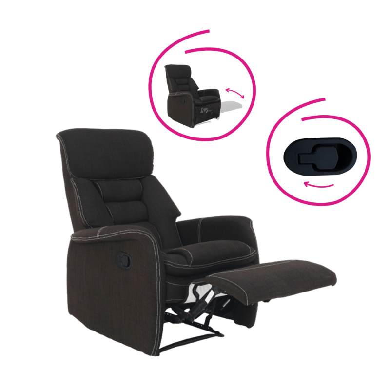 Relaxační křeslo, látka čokoládová, KOMFY R2, rozbalené zboží