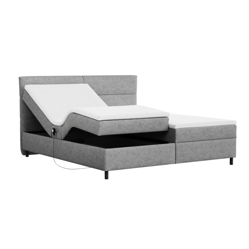 Elektrická polohovací postel, boxspring, šedá, 180x200, BOSTON