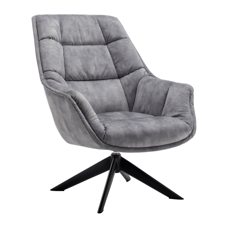 Designové otočné křeslo, světle šedá látka Velvet/kov, VALTER