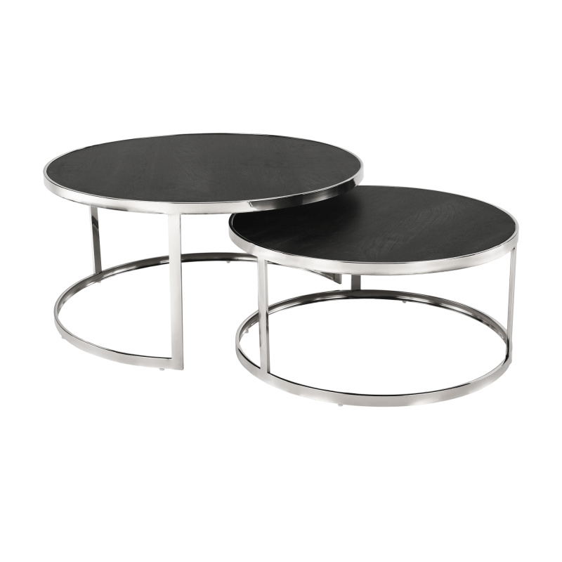 Konferenční stolky, set 2 ks, stříbrná/šedočerná, DONOVAN R1, rozbalené zboží
