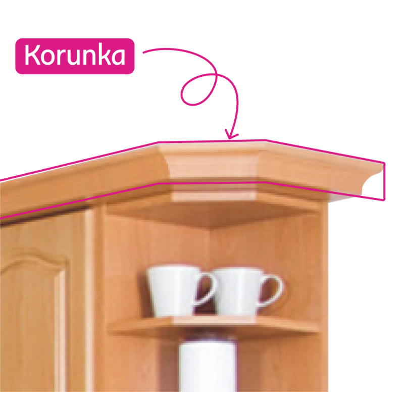 Koruna /ozdobná lišta ke skříňce W60/60 LC, olše,  LORA NEW MDF LC KLASIK