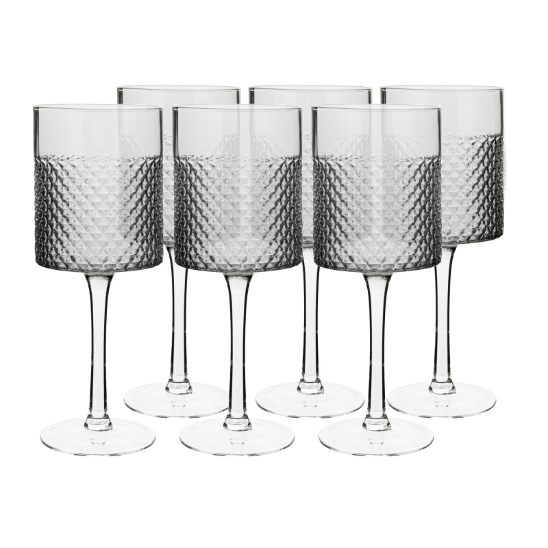 Sklenice na víno, set 6 ks, 410 ml, kouřové sklo, AVEIRO TYP 2 P1, poškozené zboží
