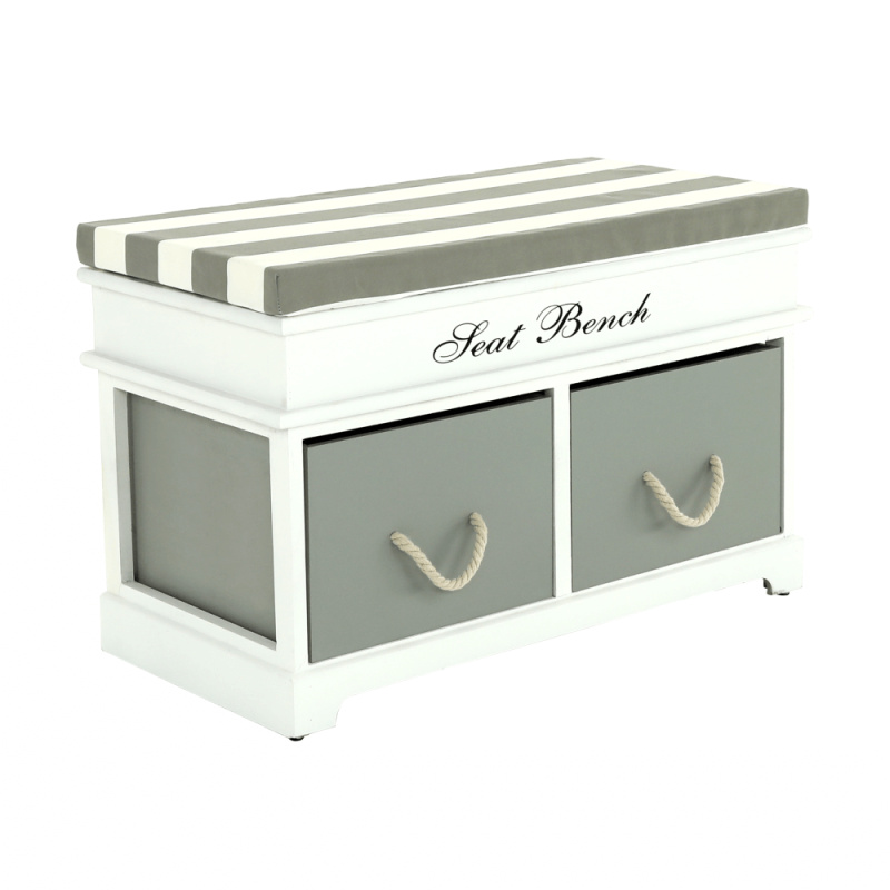 Lavice s polštářem, bílá / šedá, SEAT BENCH 2 NEW HX12-284 P5, poškozené zboží