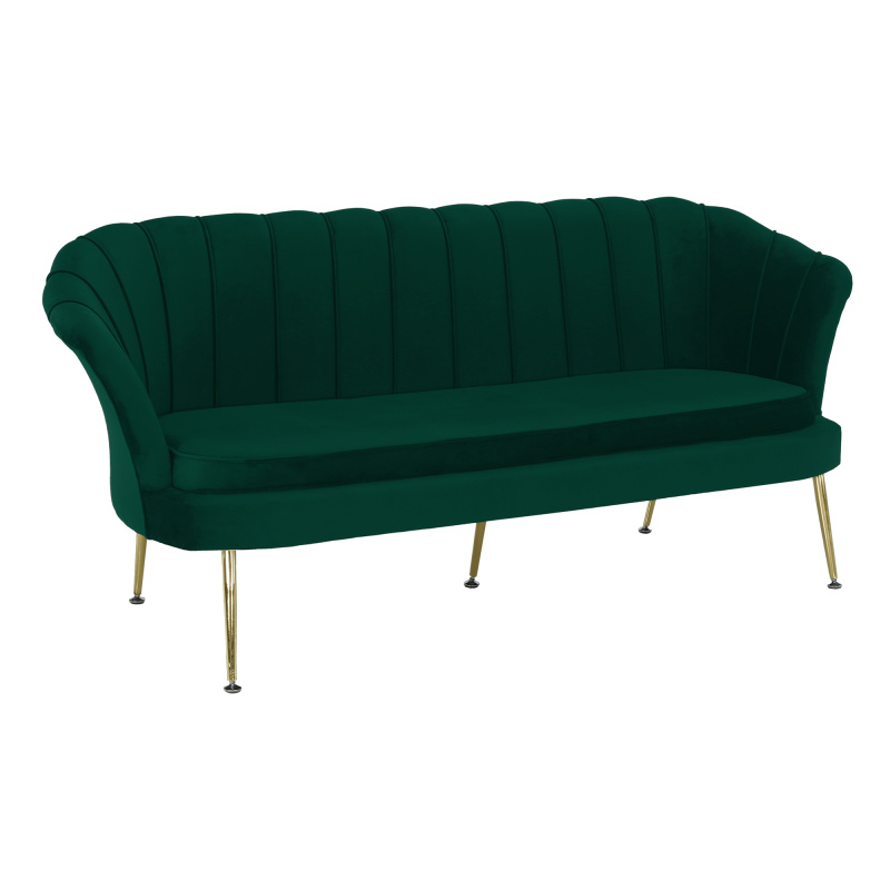 Luxusní pohovka, 3-sed, smaragdová Velvet látka/chrom zlatý, styl Art-deco, NOBLIN NEW P1, poškozené zboží