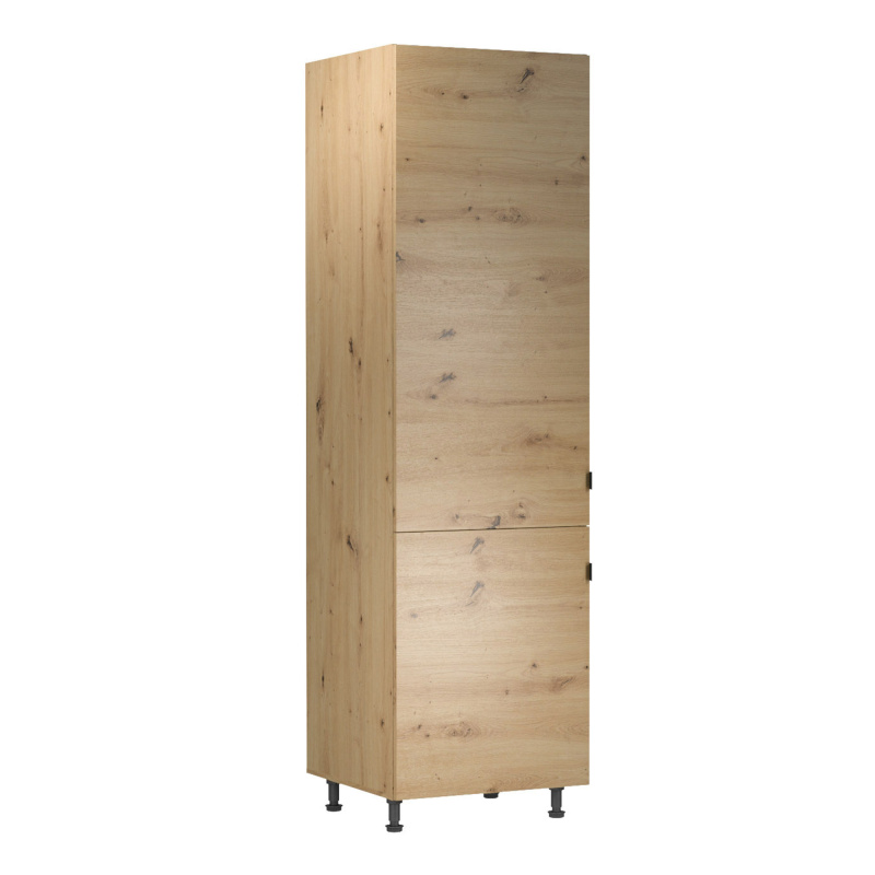 Vysoká skříňka na chladničku, dub artisan, univerzální, LANGEN D60ZL P2, poškozené zboží