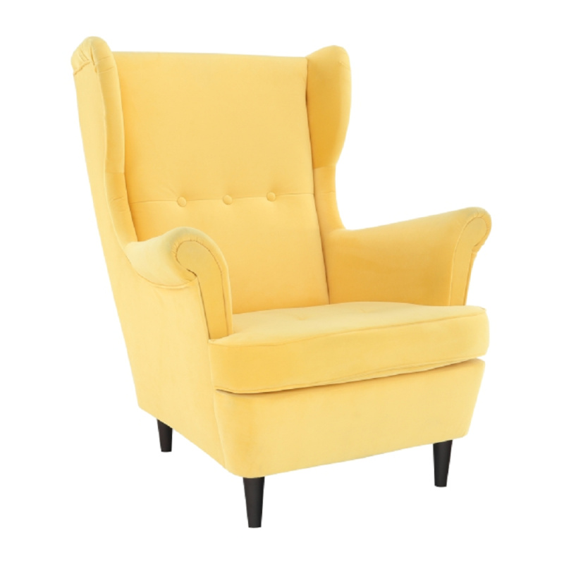 Křeslo ušák, žlutá/wenge, RUFINO 2 NEW P1, poškozené zboží