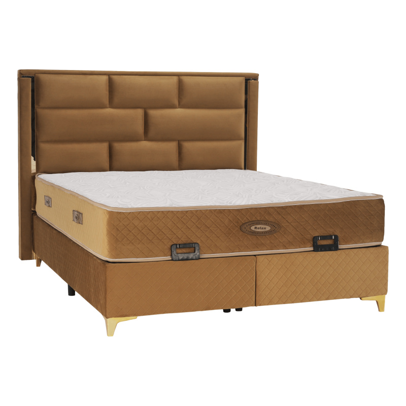 Boxspringová postel 160x200, světle hnědá, GOLDBIA P3, poškozené zboží