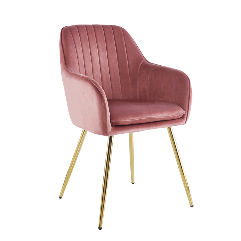 Designové křeslo, růžová Velvet látka/gold chrom-zlatý, ADLAM NEW