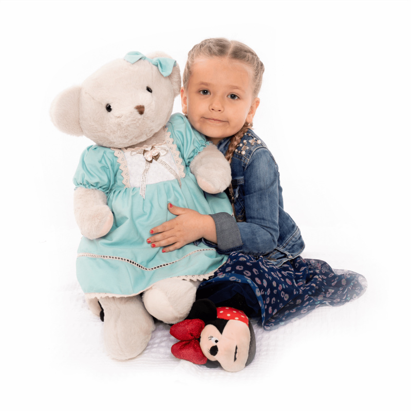 Plyšový medvěd, smetanová/modrá, 65cm, MADEN GIRL TYP2 P2, poškozené zboží