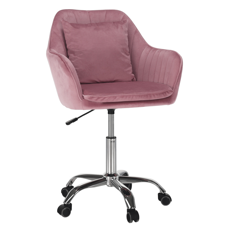 Kancelářské křeslo, růžová Velvet látka/chrom, KLIAN P8, poškozené zboží