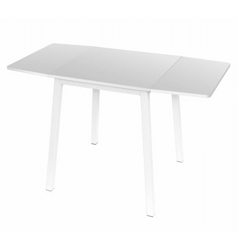 Jídelní stůl, MDF fóliovaná/kov, bílá, 60-120x60 cm, MAURO P5, poškozené zboží
