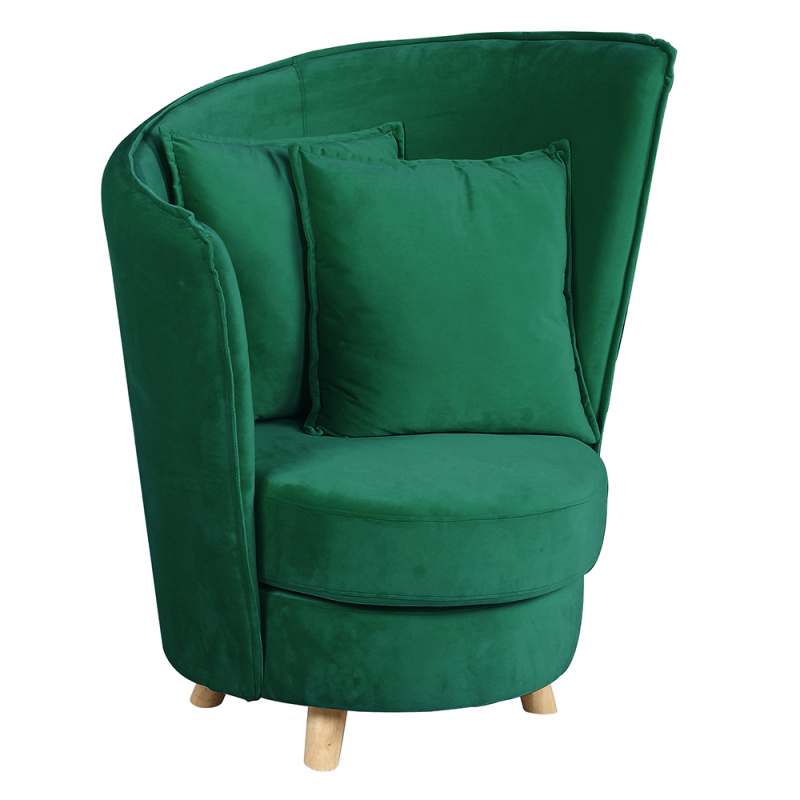 Křeslo ve stylu Art Deco, smaragdová Velvet látka/dub, ROUND P2, poškozené zboží