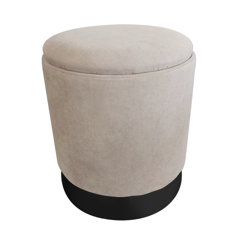 Taburet s úložným prostorem, hnědošedá Taupe Velvet látka/černá, DARON