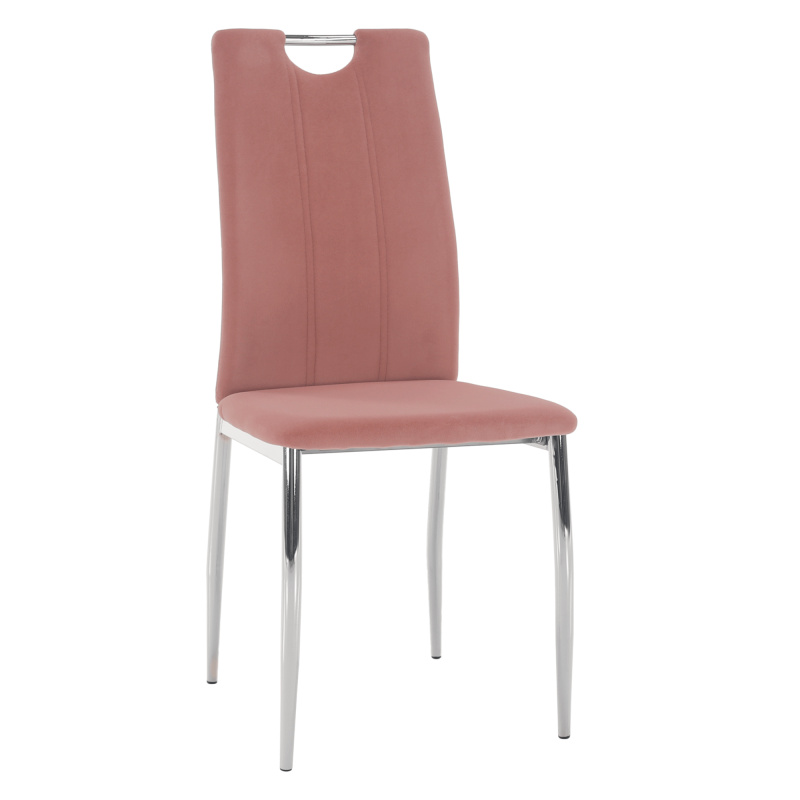 Jídelní židle, růžová Velvet látka / chrom, OLIVA NEW P4, poškozené zboží