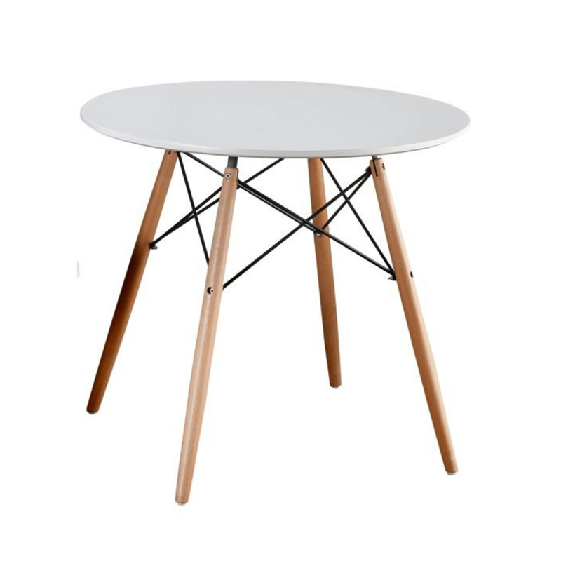 Jídelní stůl, bílá / buk, průměr 80 cm, Gamin New 80 P8, poškozené zboží