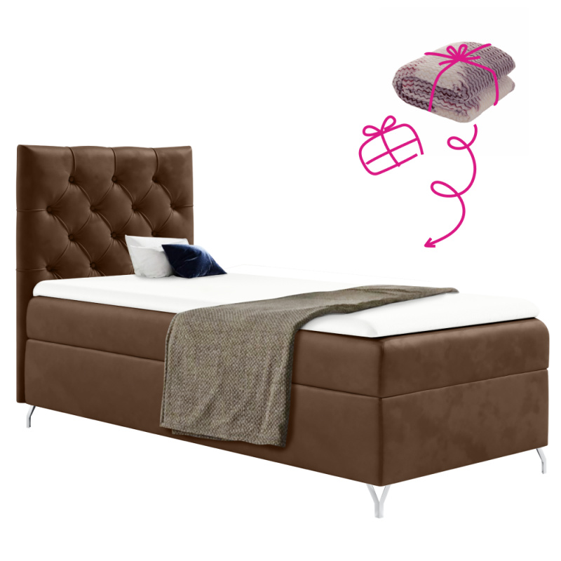 Boxspringová postel, 90x200, hnědá látka Velvet, levá, GULIETTE + dárek