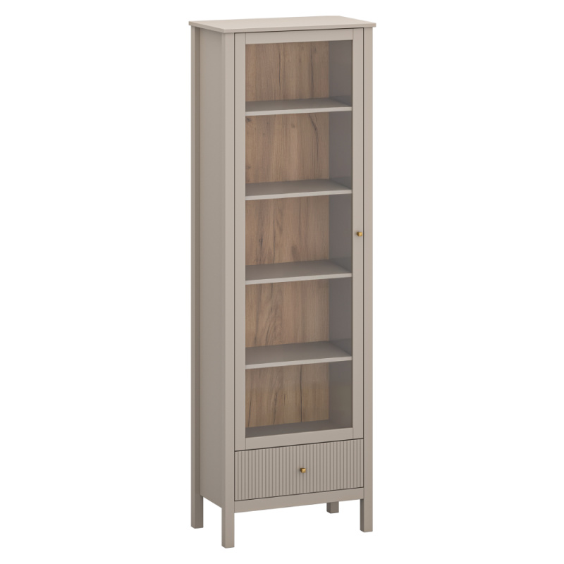 Vitrína, šedohnědá Taupe/dub craft zlatý, KLIO 1W1S
