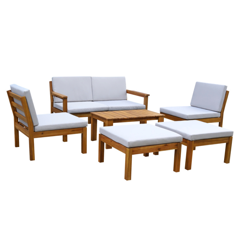 Zahradní set, akáciové dřevo, světle šedá/přírodní, VALDEZ