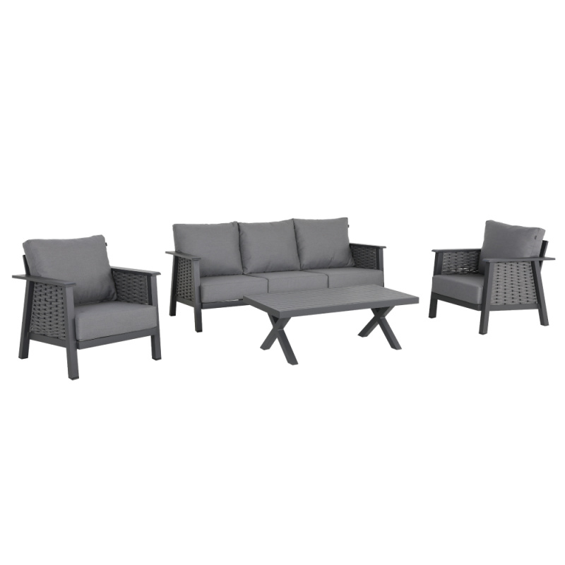 Zahradní 4-dílný set, šedá, aluminium, BABAK