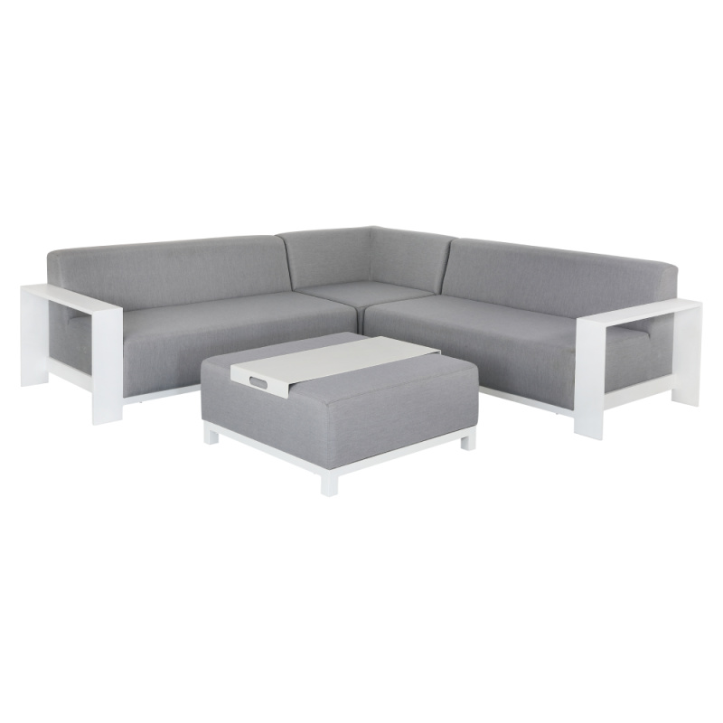 Zahradní set, světle šedá/bílá, aluminium, UBUL