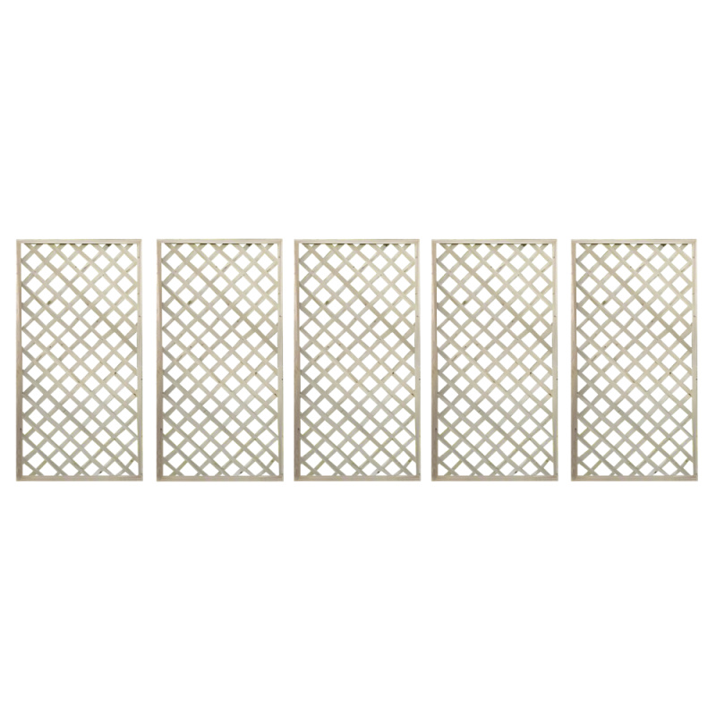 Mřížková zástěna, set 5 ks, přírodní, dřevo, 90x120 cm, KALIFE TYP 2