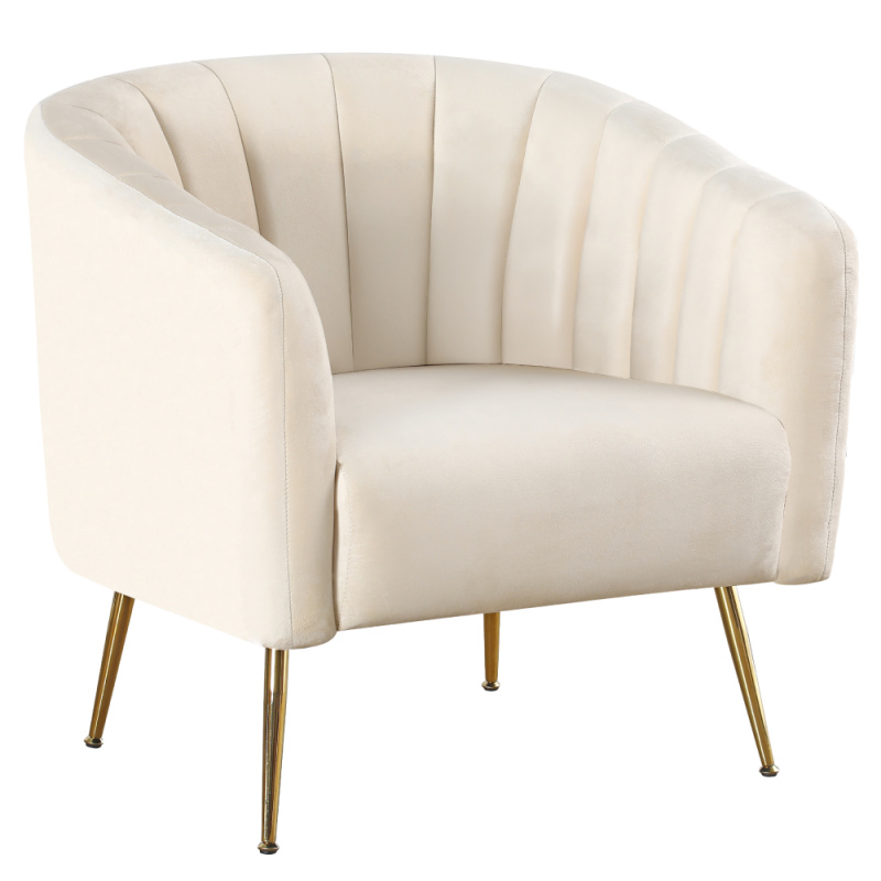 Designové křeslo, béžová Velvet látka/gold chrom-zlatý, BAGY