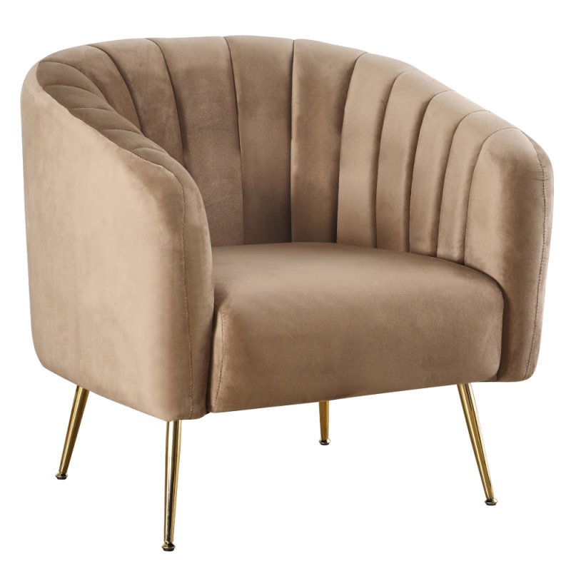 Designové křeslo, hnědá Velvet látka/gold chrom-zlatý, BAGY