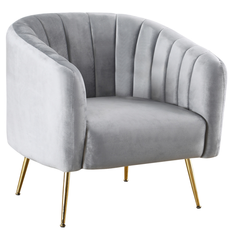 Designové křeslo, šedá Velvet látka/gold chrom-zlatý, BAGY