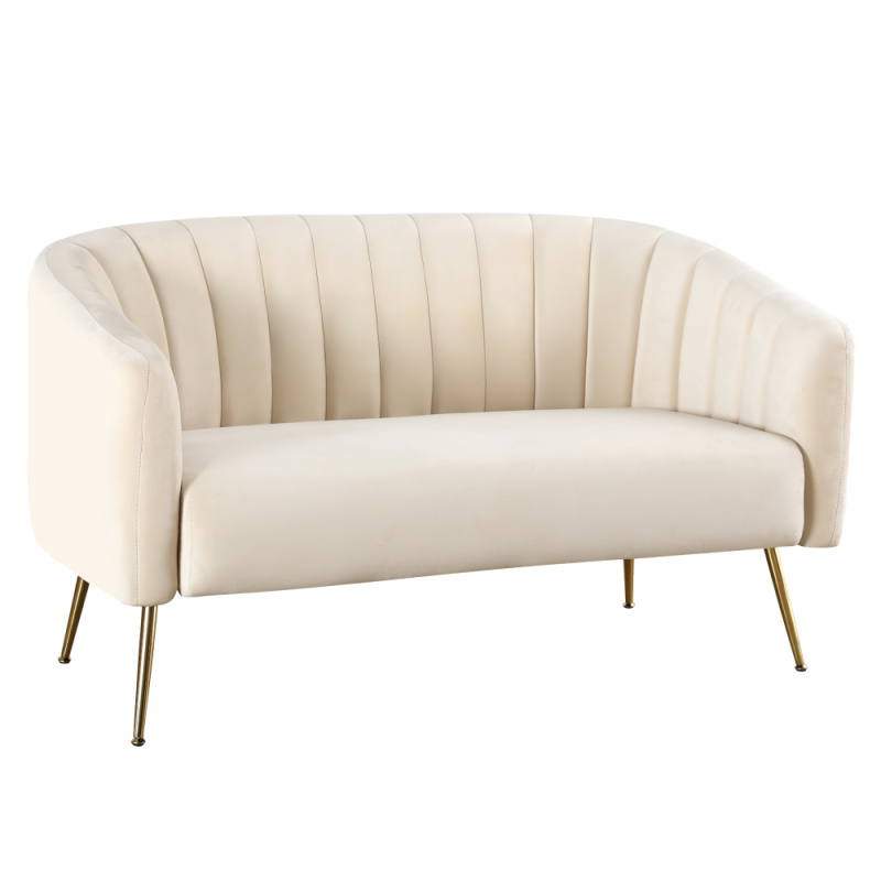 Designový 2-sed, béžová Velvet látka/gold chrom-zlatý, BAGY