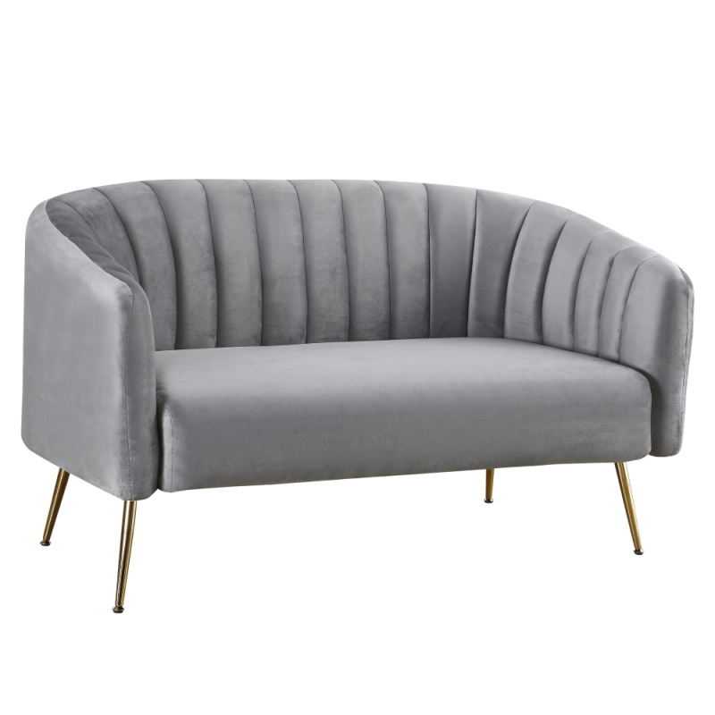 Designový 2-sed, šedá Velvet látka/gold chrom-zlatý, BAGY