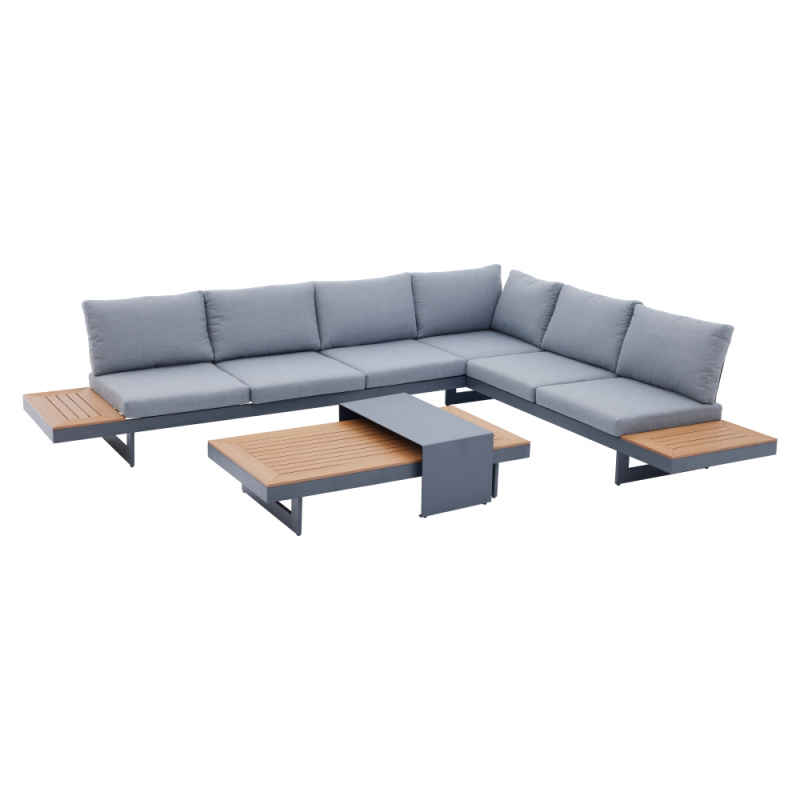 Zahradní set, aluminium, šedá/dub, ZOTIKO