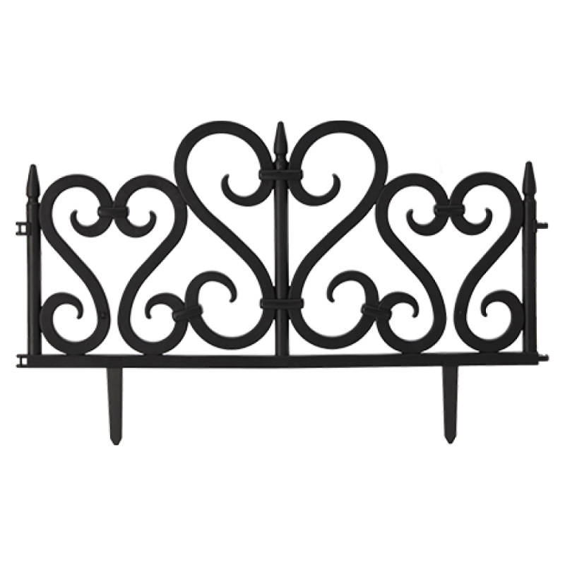 Obruba trávnika/záhradný plôtik, set 4 ks, čierny plast, UDOR