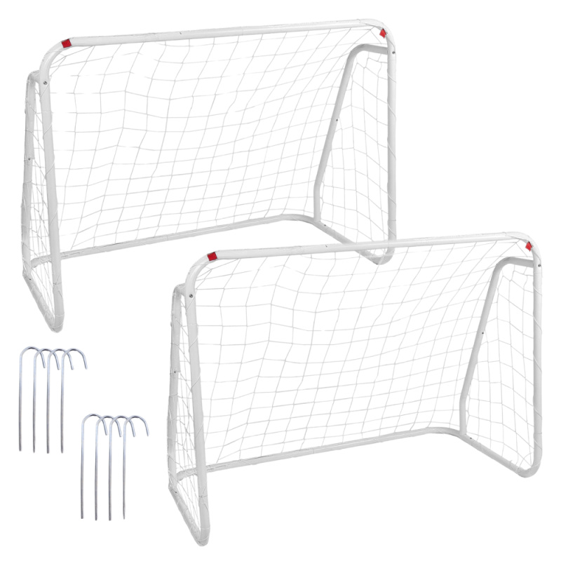 Fotbalová branka, set 2 ks, ocel/lano, bílá, GADA