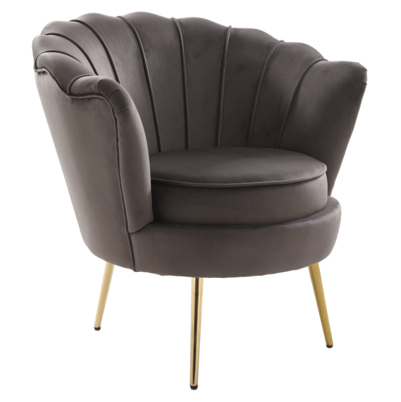 Křeslo ve stylu Art-deco, šedohnědá Velvet látka/gold chrom zlatý, NOBLEO
