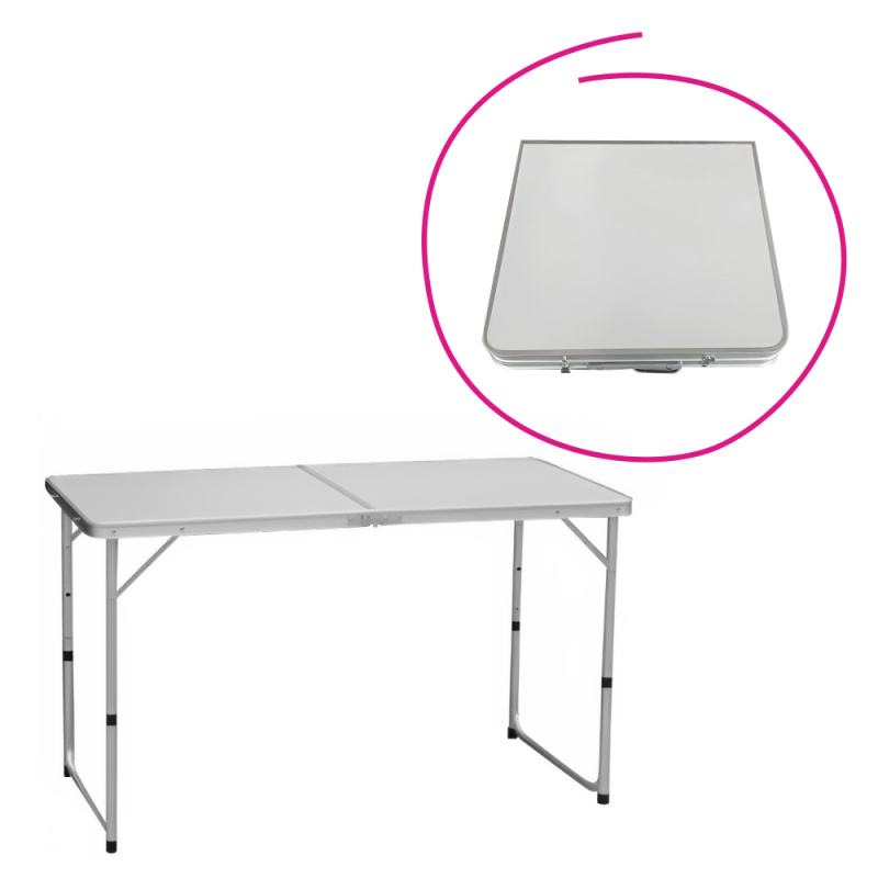 Skládací kempinkový stůl, 120 cm, hliník/MDF, KEPI TYP 1
