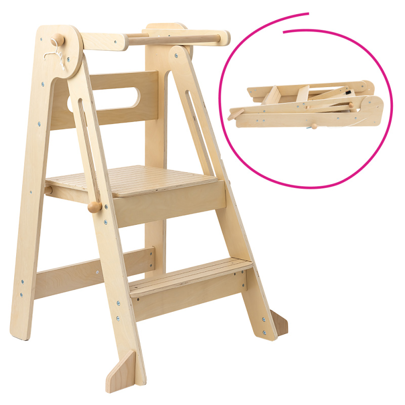 Montessori skládací učící věž, přírodní, URIAN