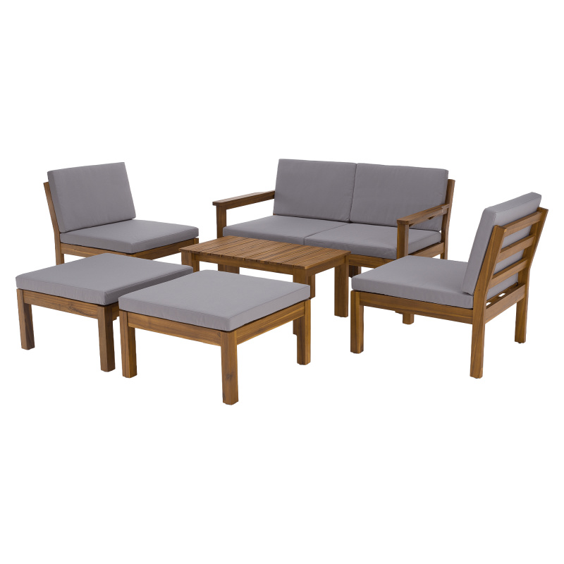 Zahradní set, akáciové dřevo, světle šedá/přírodní, VALDEZ RP1, rozbalené zboží