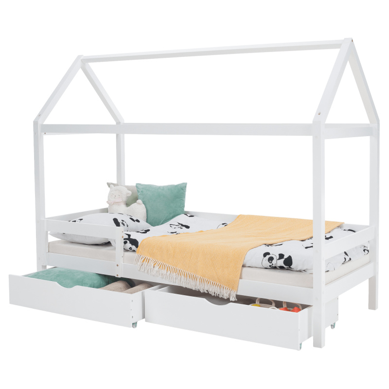 Montessori postel, 90x200, bílá, masiv, NOEMA RP1, rozbalené zboží