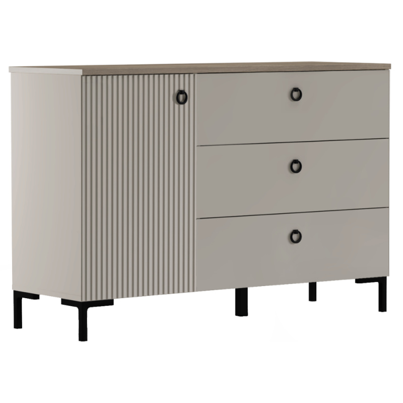 Komoda, šedohnědá Taupe/dub silverjack, DOMCA 1D3S