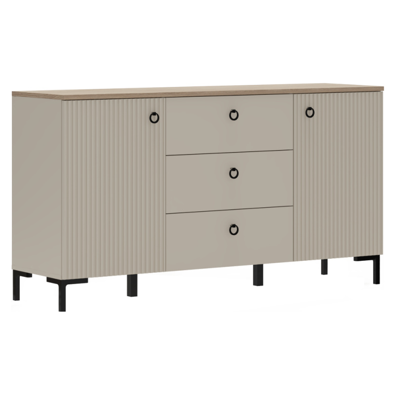 Komoda, šedohnědá Taupe/dub silverjack, DOMCA 2D3S