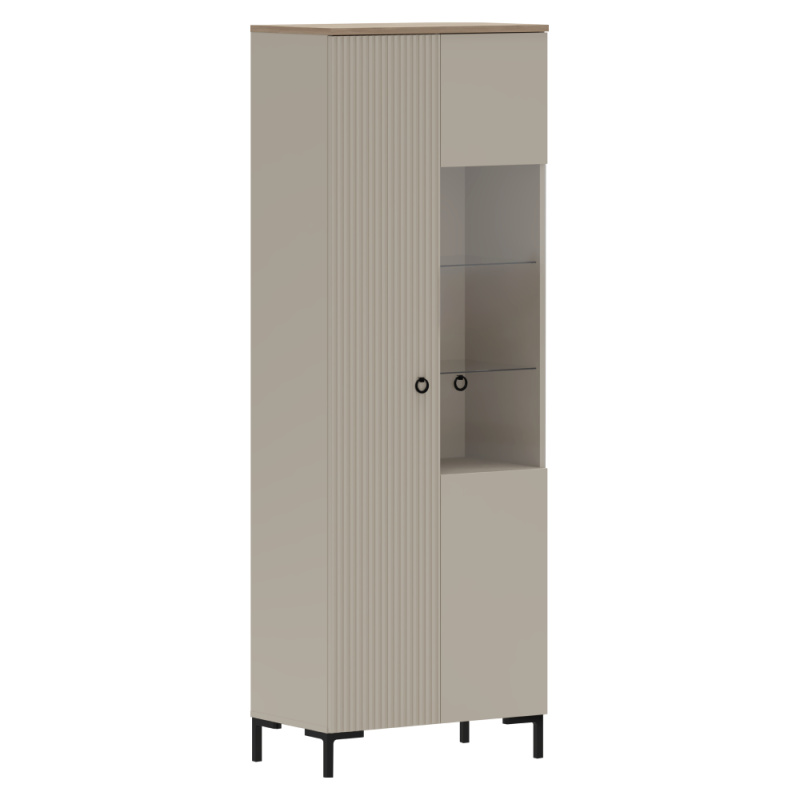 Vitrína, šedohnědá Taupe/dub silverjack, DOMCA 1D1W