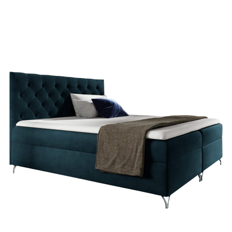 Boxspringová postel, 160x200, tmavě modrá látka Velvet, GULIETTE + dárek P1, poškozené zboží