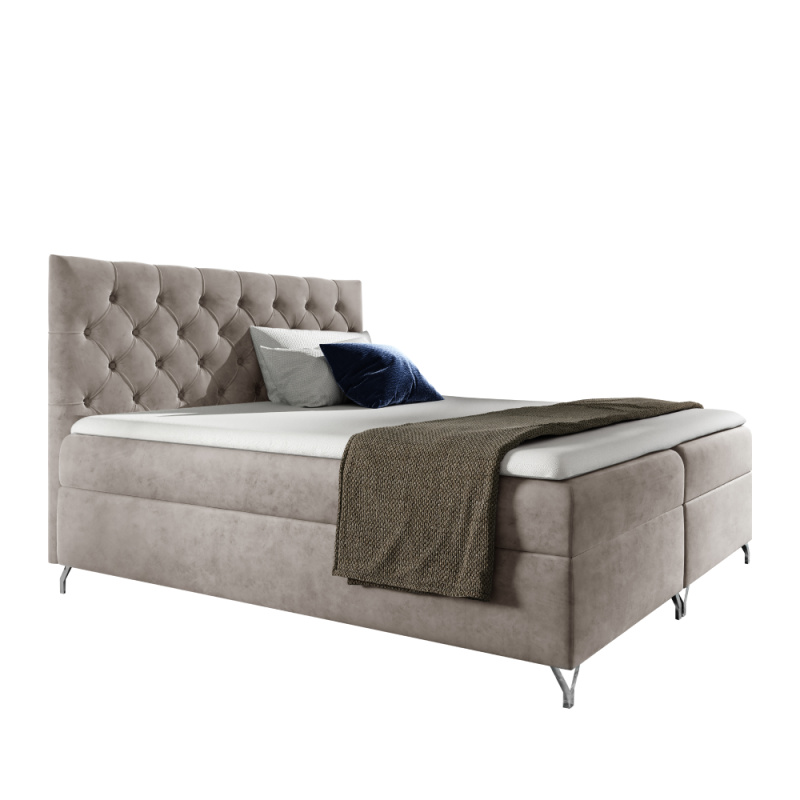Boxspringová postel, 200x200, béžová látka Velvet, GULIETTE + dárek P1, poškozené zboží