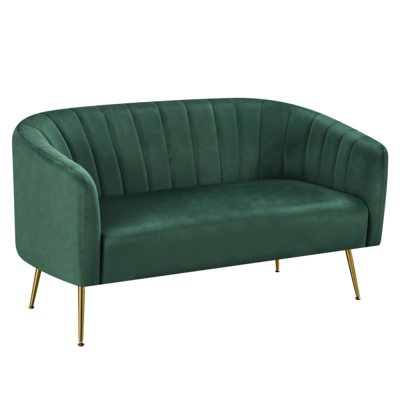 Designový 2-sed, tmavě zelená Velvet látka/gold chrom-zlatý, BAGY
