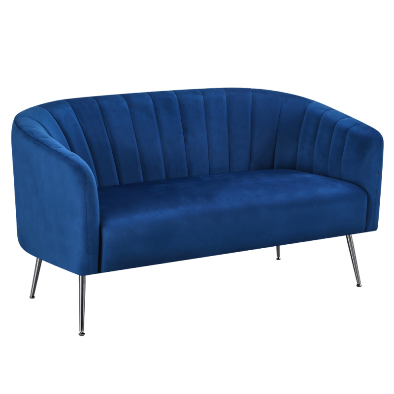 Designový 2-sed, tmavě modrá Velvet látka/chrom-stříbrný, BAGY