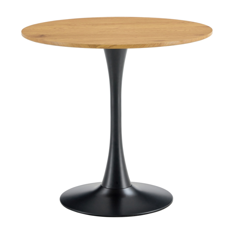 Jídelní stůl, dub/černá, průměr 80 cm, REVENTON NEW