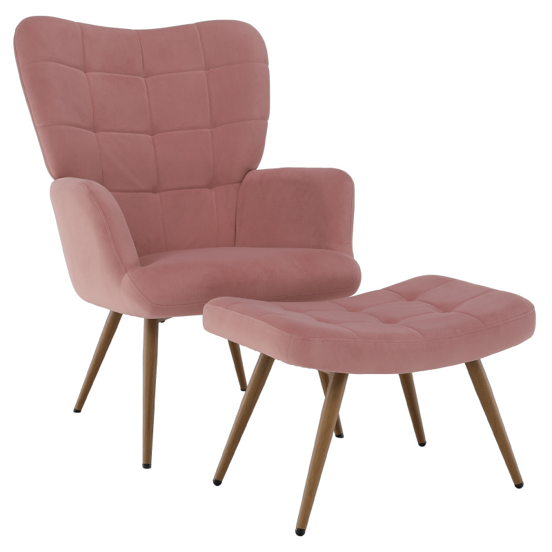 Křeslo s podnoží, růžová Velvet látka/dub, HABEN RP1, rozbalené zboží